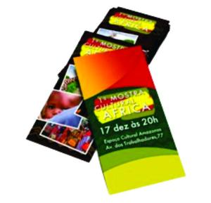Flyers / Folhetos Filipetas Couchê 90g 10x21cm 4x0 Sem verniz Corte Reto 