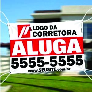 Lona para Imobiliária - Vende/Aluga Colorida Lona 280g ou 440g  4x0 Brilho Corte Reto 