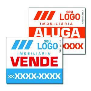 Placa para Imobiliária PS(PVC)- 1mm - Vende/Aluga Colorida Vinil Promo aplicado em PS 1mm  4x0 Brilho Corte Reto 