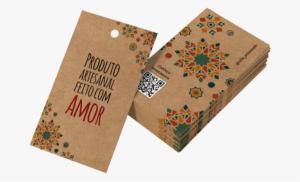 Tag Kraft 240g com Tinta Branca Kraft 240g 9x7 CM 4x0 Sem Verniz Corte reto Furo de 3 ou 5mm