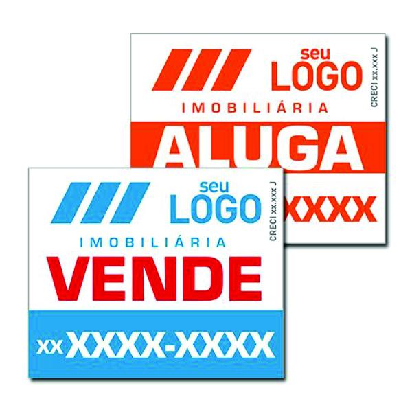 Placa para Imobiliária PS(PVC)- 1mm - Vende/Aluga Colorida